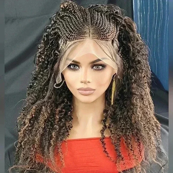 Braided wigs  100% handmade, short afro wig, stunning , colored wig, box… - Picture 5 of 17